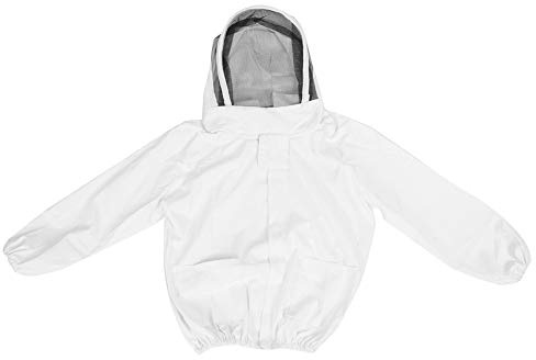 Bee Suit for Men Beekeeping Suit Hoodie, Double Zipper Jacket, Gray and White Options - Breathable Polyester Cotton, Face Protection Beekeeper Accessory (White)