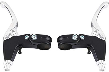 Alomejor Maniglia del Freno della Bicicletta Diametro di 2,2 cm Leva del Freno in Lega di Alluminio di Paio Applicare per la Maggior Parte delle Bici da Strada(Argento)