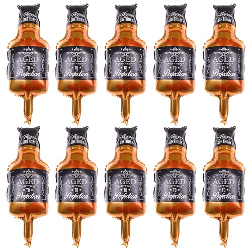 BIEUFBJI 16 Inch Whisky Bottle Foil Balloons Aluminum Balloon Whiskey Bottle Shape Mylar Foil Balloon for Summer Beer Festival Birthday Christmas Halloween Party (10 Pcs)