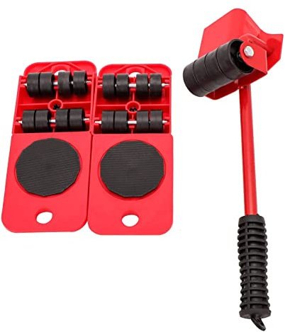 Trintion Furniture Sliders Moving Wheels Kit - Furniture Lifter Casters Kits with 360 Degree Rotatable Pads for Heavy Appliances Red
