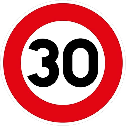 Signalétique.biz France – Panneau temporaire en plastique COMACEL 650 mm – Limitation de vitesse 30 km/h