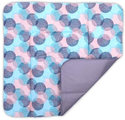 BONKY® Wickelauflage 75x72 cm - aus hautfreundlicher Baumwolle - Wickelunterlage mit rutschfeste Unterseite - Baby Wickeltischauflage - Mega weich und angenehm - Made in EU - Kreise