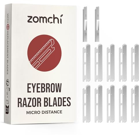ZOMCHI Wiederverwendbare Metall-Dermaplaning-Werkzeug Ersatzklingen, Set mit 10 Ersatzklingen (Mikroabstand), Dermaplaning Rasierklingen, Plastikfreie Augenbrauen Rasierklingen