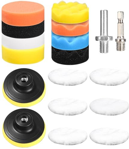 80mm Polierschwämme Pads,18 Stück Polier set,Auto Polierpads,Auto Schwämme Pads Polieraufsatz,Polieren Pads für Akkuschrauber,Poliermaschine,Polierauflage,Bohrmaschine Polieren,Schleifen,Wachsen
