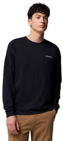 Columbia Men's CSC Seasonal Logo Long Sleeve Tee, Long Sleeve T-Shirt, Black/Meadowland, Large