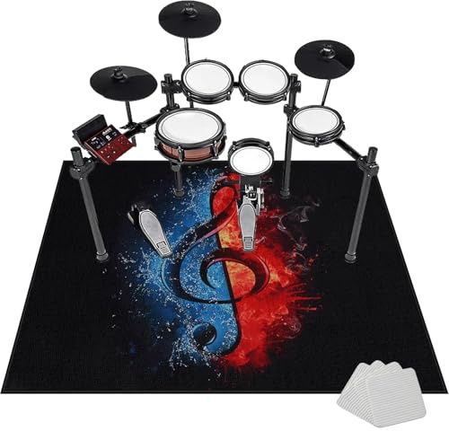 Alfombra de Tambor de insonorización, Kit de Batería de Jazz Electrónico, Alfombra para Bateria Acustica, Alfombras Acusticas Alfombra Bateria, Alfombras para Bombo Caja Alfombrillas 110 x 80 cm
