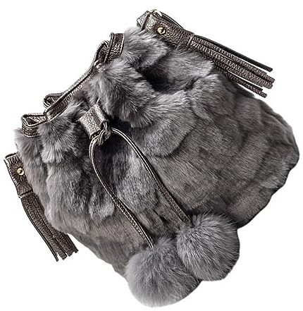 ANDRESLAD Bolsa de Cubo Moderna y Esponjosa Bolso de Hombro Pompones Tipo Cubo Creativo Bandolera Cordón para Niñas y Mujeres