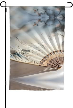 Drapeaux décoratifs de jardin imprimés en éventail – Convient pour balcon, terrasse, pelouse, jardin, fête des mères, Noël, Halloween, décorations de vacances
