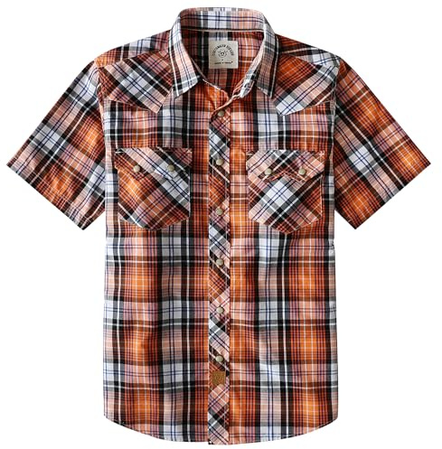 Dubinik® Pearl Snap Western-tröjor för män kortärmad cowboy rutiga skjortor för män vardaglig skjorta med 2 fickor vintage