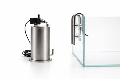 304 Stainless Steel Nano Canister Filter for Rimless Aquariums, External Desktop Aquarium Filter for Nano & Cube Tanks up to 7 Gallon, Quiet 300 L/H Pump (MiniCanister)