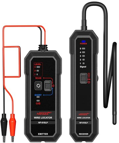 NOYAFA NF-818LP Underground Wire Locator – Cable Break & Short Circuit Finder for Wall & Underground, Wire Tracer for Pet Fence, Network & Irrigation Lines, Rechargeable with LED Flashlight