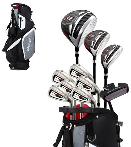 Precise M5 Men’s Golf Set – Driver, Wood, Hybrid, 5-PW Irons, Putter, Stand Bag and 3 Headcovers - All Graphite Shafts – RH/LH, Regular/Tall