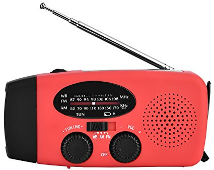Solar Radio,AM/FM/NOAA Kurbelradio Solarradio Wiederaufladbare Dynamo Radio mit LED Taschenlampe,Handkurbel Solar Radio Notfall Powerbank Handy Ladegerät für Camping Outdoor Wandern(Rot) (rot)