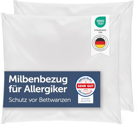 Blumtal® Milbenbezug Kissen 50x50 cm 2er Set - Oeko-TEX zertifizierte Allergiker Bettwäsche Kissen 50x50 cm - Kissenbezug gegen Hausstaubmilben - Allergie Bettwäsche Set Anti Milben