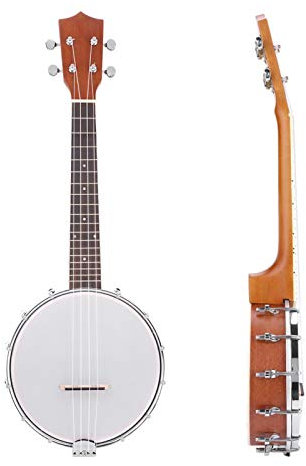 Banjos, Reise-Banjo, Banjo-Set mit BJ10-Saiten Capo-Reinigungstuch, 4-saitige Konzert-Ukulele, Banjo-Ukulele aus Ahorn-Palisander für Anfänger