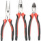 Retoo Set di 3 pinze professionali, con tagliente laterale, pinza combinata e pinza a becco lungo, set di 3 attrezzi con pinza rotonda, pinza combinata e pinza piatta, per elettricisti, Rosso