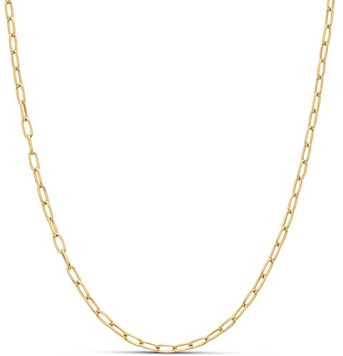 Amazon Essentials 14K Gold Plated Paperclip Chain Necklace 16 , Yellow 14K Gold