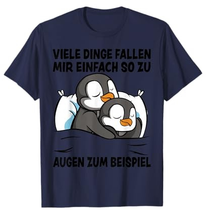 Augen Fallen zu Schlafshirt Pinguin Schlafanzug Pyjama T-Shirt