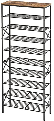 YATINEY 10 Tier Shoe Rack, Large Capacity Shoe Storage Organizer Holds 40 Pairs, Sturdy and Stable, for Entryway, Hallway, Closet, Dorm Room, Rustic Brown SS10BR
