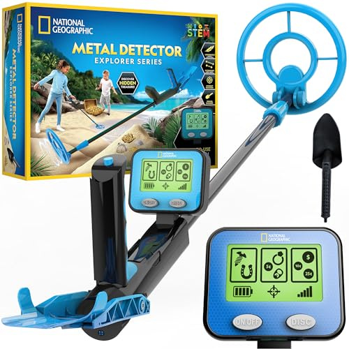 NATIONAL GEOGRAPHIC Metal Detector for Kids - 7.4 Waterproof Metal Detector Coil, Lightweight Gold Detector with Pinpoint Function & LCD Display, Beach Metal Detector (Amazon Exclusive)