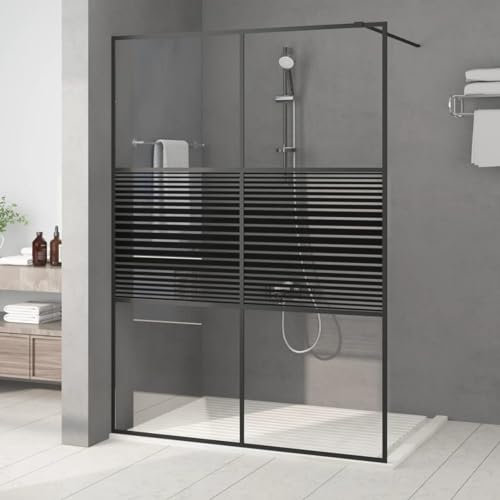 Rantry Parete doccia walk-in, nero, 140 x 195 cm, in vetro trasparente ESG, per vasca da bagno, pannello divisorio per doccia, pareti divisorie e bordi