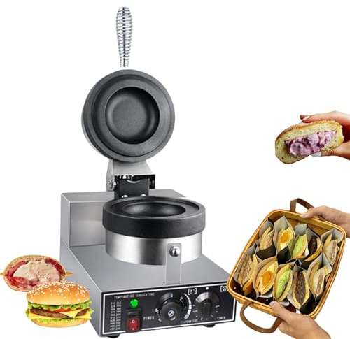 SAIYERUS 1200W Panini Press Brioche Burger Scalda Krapfen Commerciale Gelato Panini Ciambella Ciambella Pan Macchina Scalda Krapfen Elettrico Gelato Brioche Burger Maker,220V