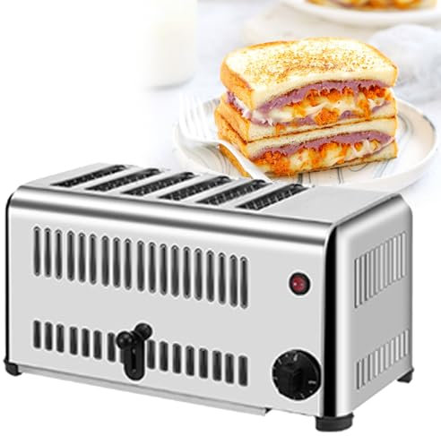 Tostadas Con Ranuras Anchas, Tostadas Con Ranuras Largas Para Bagels, Gofres Y Tostadas, 5 Niveles De Dorado, Acero Inoxidable, Bandeja ExtraíBle, Funciones Cancelar,Sixpieces
