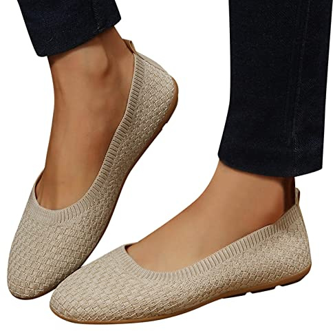 EQWIGKEIT Barfuss Ballerina Damen Weich Trachtenschuhe Bequem Flach Tanzschuhe Flats Freizeitschuhe Elegant Sommerschuhe Klassische Sommer Schuhe Balerinaschuhe Slip on Gymnastikschuhe