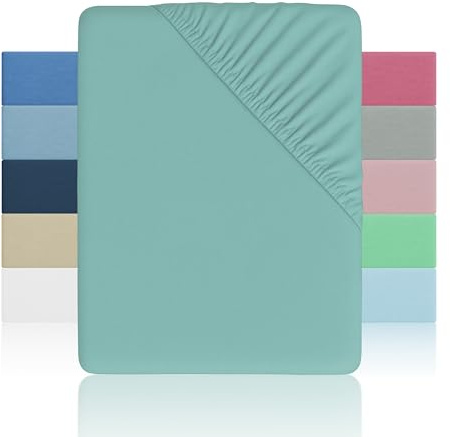 H HANSEL HOME Sábana Bajera Ajustable Cama 150 – Altura 28cm – Microfibra Suave y Transpirable – Sábanas Bajeras Ajustables - Sábana Bajera 150x190/200cm – Verde Menta