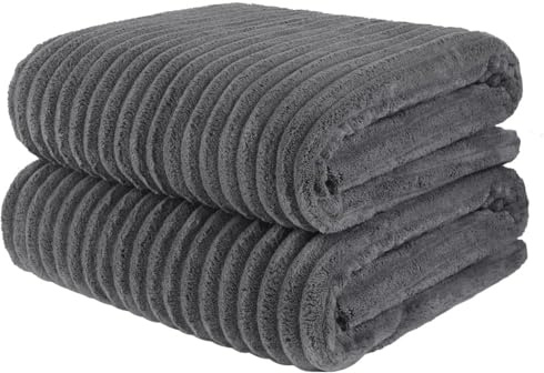 KinHwa mikrofiberhanddukar extra stor strandhandduk 70 x 140 cm superabsorberande och mjuka badrumshanddukar snabbtorkande duschhandduk för simning, spa, 2-pack mörkgrå