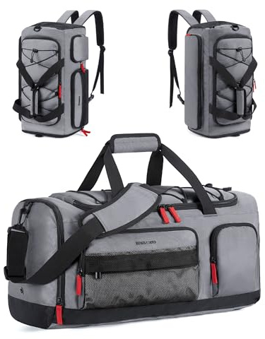 bagsmart Sports Bag for Men, 35L Gym Backpack, Weekend Duffle Bag, Grey | 3-in-1 Carry Sports Bag with 13.3 Laptop Compartment, Carry On Weekend Bag for Airplane,Workout Overnight