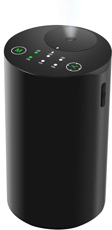 Waterless Diffuser for Essential Oil Nebulizer, Battery Powered Mini Scent Air Machine, Aromatherapy Mist Diffuser for Home Room Car Office (black-A)