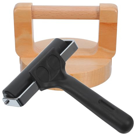 WRITWAA Strumento per Stampa Manuale con Rullo in Legno Robusto e Manico Ergonomico Facile da Impugnare per Progetti Creativi di Linoleum e attività Genitore-Figlio