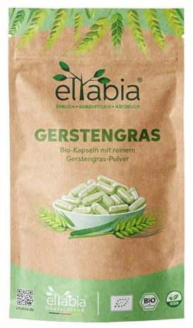 Bio Gerstengras Kapseln 1000 Stück | Hochdosiert 1080mg Tagesdosis | Gerstengraspulver aus deutschem Anbau | 100% rein ohne Zusätze (DE-ÖKO-007) | Vegan und ideal für unterwegs