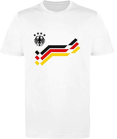 Comedy Shirts EM WM - Retro-Trikot - WUNSCHDRUCK - Jungen Trikot - Weiss/Schwarz-Rot-Gelb Gr. 134-146
