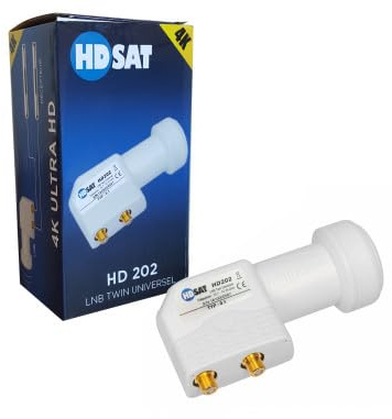 HDSAT HD202 LNB Twin Full HD 4K Testa Parabola 2 Uscite 0,1dB