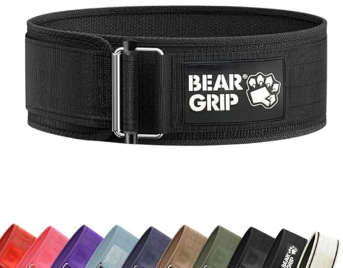 BEAR GRIP Self-Locking Weight Lifting Belt – Gym Belt | Black, S
