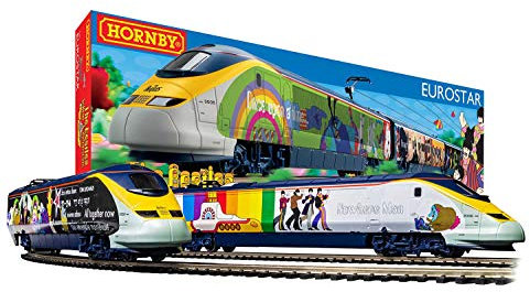 Hornby Electric Train Set - R1253T The Beatles Yellow Submarine - OO Gauge Train Starter Sets, Adult Vintage Trains, Small Hobby Model for Adults - with Tracks, MidiMat, Connecting Track, Controller