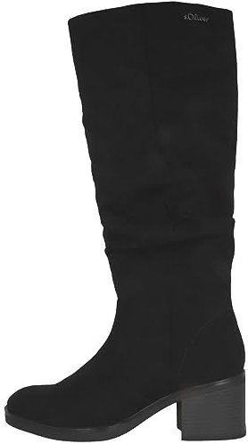 s.Oliver Damen Hohe Stiefel mit Absatz Blockabsatz mit Reißverschluss, Schwarz (Black), 37 EU