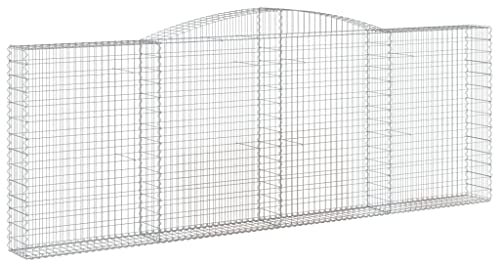 Parterre surélevé en Gabion arqué, jardinière en Cage à Pierre, Lit Surélevé à Gabion, Parterre de Fleurs Jardin Terrasse Extérieur Jardinière Panier à Pierres, 400x30x140/160 cm Fer galvanisé