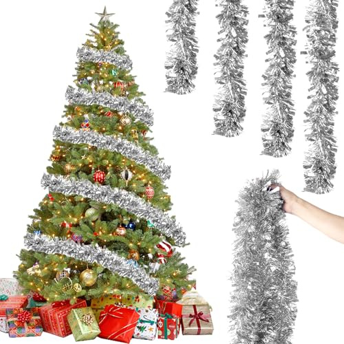 Guirlande de Noël 6 Pièces x 2M - Brillante Ornements Métalliques Scintillants - Garland Sapin pour Décoration de Mariage, Anniversaire, Fête, Murs, Fenêtres