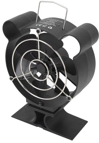 Kavolet Wärmebetriebener Ofenventilator, Mini-Holzofenventilator mit 6 Flügeln, Wärmebetriebener Kaminventilator mit Schutzhülle für Holzpellet-Holzbrenner, Kamin