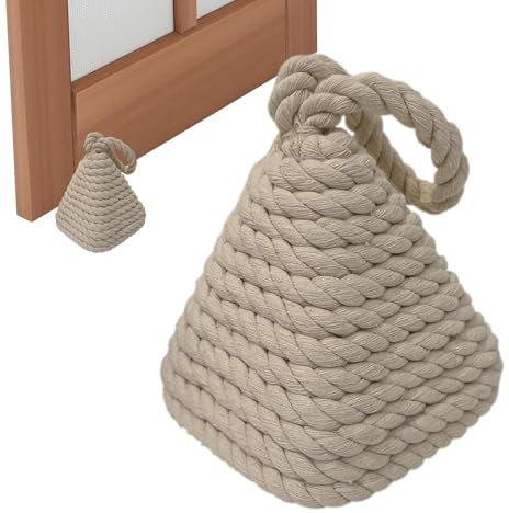 Weighted Door Stop, Rope Knot Door Stopper Cotton with Handle | Prevents Door from Easily Open by Rustic Country Style Doorstop, Animals etc Weighted Interior