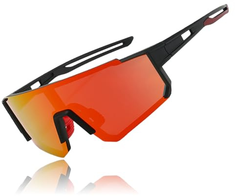 Rosedreamer Occhiali Sportivi Uomo Donne, Occhiali da Sole Sportivi Polarizzati, Occhiali da Ciclismo, Occhiali da Sci, UV400, Arancione