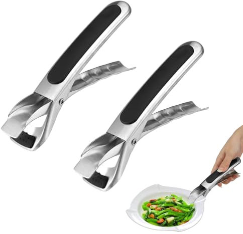 2 Pièces Pince Attrape Plat Chaud, Antidérapante, Pinces Anti-Brûlure en Acier Inoxydable, Pince Air Fryer, Anti-BrûLure Bol Clip de Cuisine pour Bol Chaud, Micro-Ondes, Four, Marmites