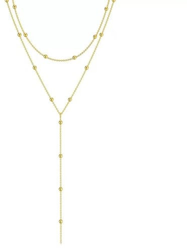 WENRENMK Y-förmige Damenkette Gold - 14 Karat vergoldete lange Kette Damen - sternförmige mehrlagige Perlenkette in Y-Form - goldene Kette Damen