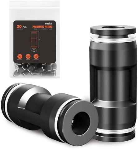 TRILINK 1/4 OD Push to Connect Fittings – Air Line Straight Connectors, Quick Connect Pneumatic Fittings, Push Lock Air Hose Fittings for Compressor, Air Tools & Tubing (20 PCS)