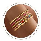 Turandoss Lot de 5 bracelets élastiques dorés pour femme, 18 cm, Métal