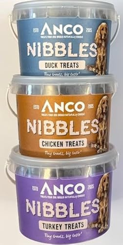 Anco Nibbles Training Treats Variety Pack - 3 x 300g Tubs (Duck/Turkey/Chicken)