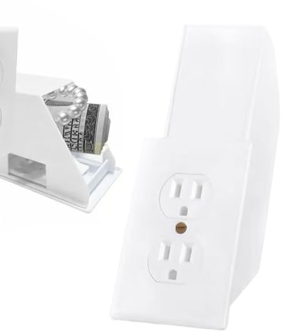 Coffre-fort de prise - Coffre-fort de prise murale | Solution de stockage de prises avec serrure à clé, compartiment caché pratique et polyvalent, cachette sécurisée pour l'argent liquide, le crédit,